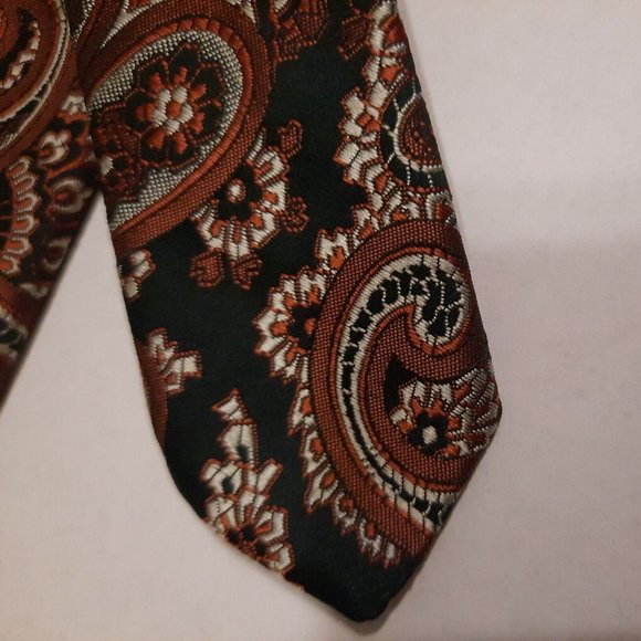 Paisley Embroidered Tie Green Classic Necktie Retro Boho Pointed Casual Formal - Picture 13 of 13